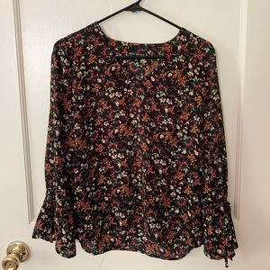 J.Crew Factory Black Floral Blouse, size 0.